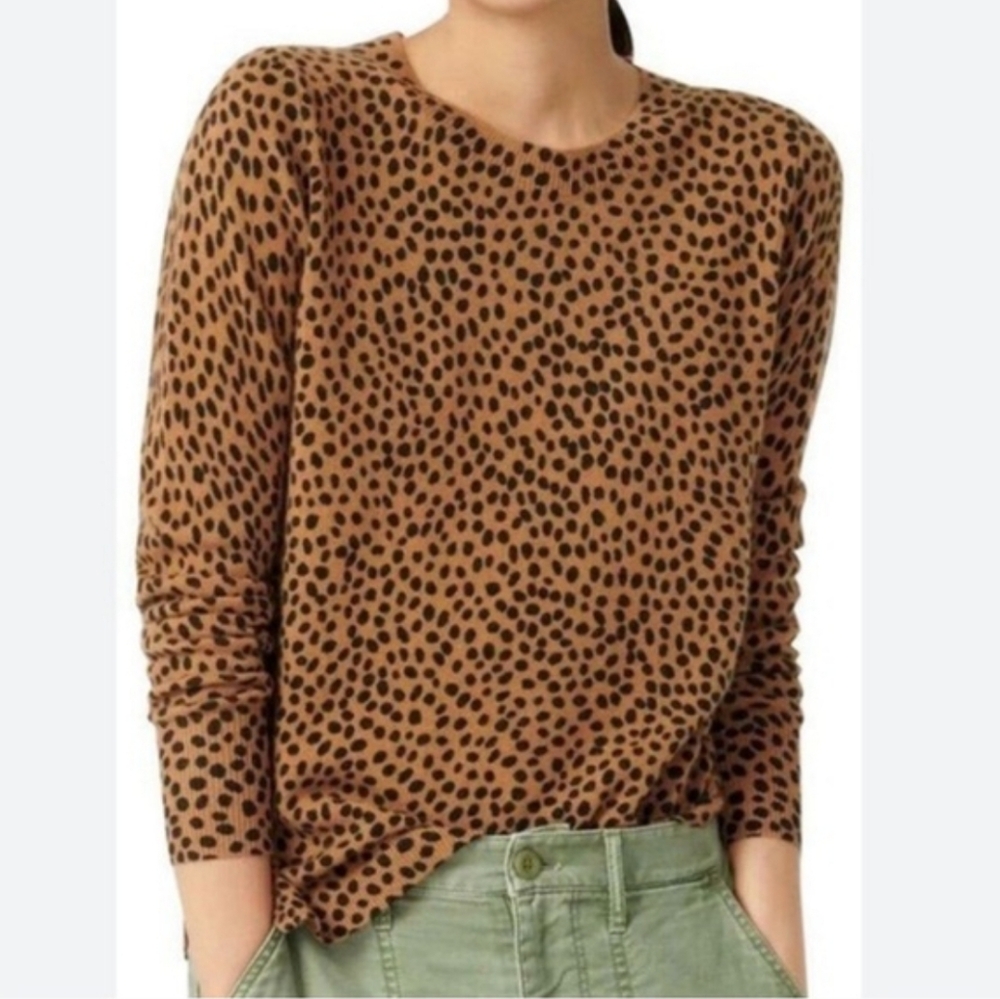 J Crew leopard print cashmere sweater Small Tan And Black